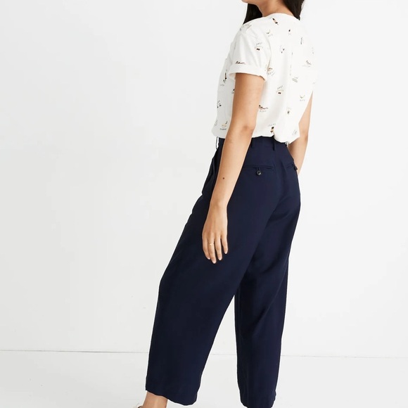 MADEWELL ~ Drapey Pleated Wide Leg Pants in Deep Navy Size 8 Viscose Polyamide - Picture 3 of 13